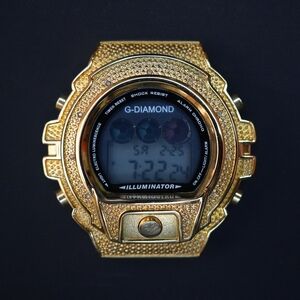 Men’s Aqua Master G-Diamond-2 BY ICETIME Genuine Diamonds Shock Watch Gold Tone